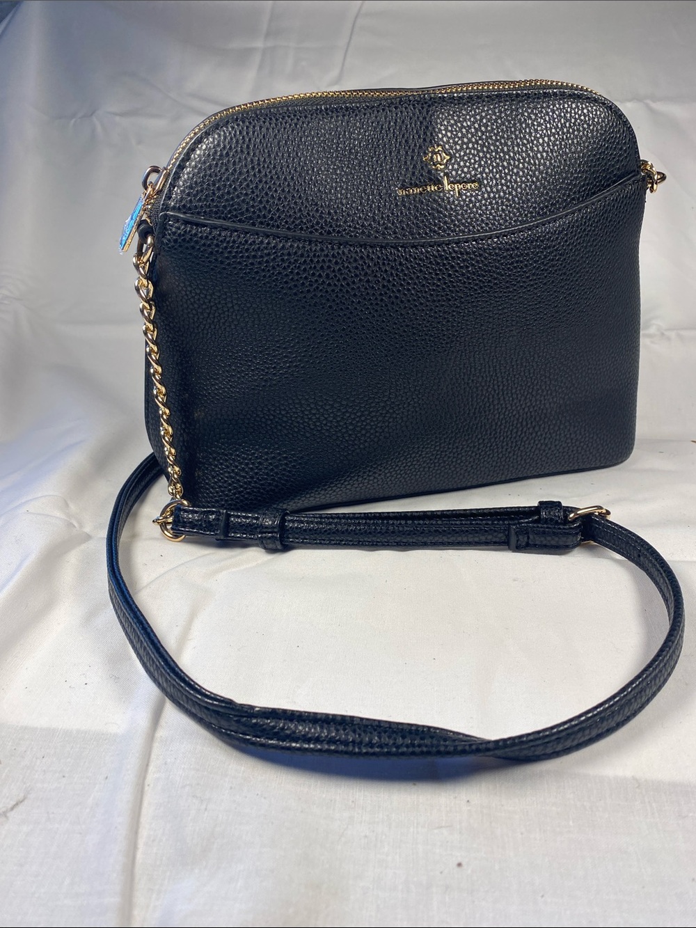 Nanette Lepore Black Pebbled Crossbody Handbag Adjustable Strap